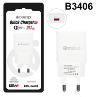 СЗУ Deespi S20 5V/3.1A 1USB QC3.0 18W